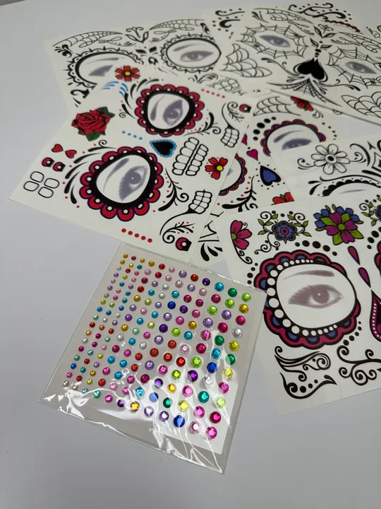 Тимчасові тату для обличчя з блискітками у стилі Santa Muerte ціна за всі (22) З аукціону