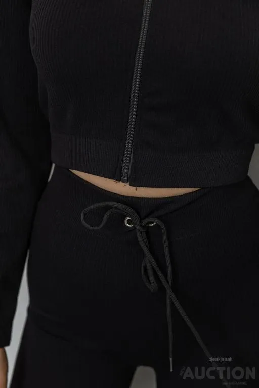 Костюм женский в рубчик, цвет черный, 244R14302 Інтернет-аукціон