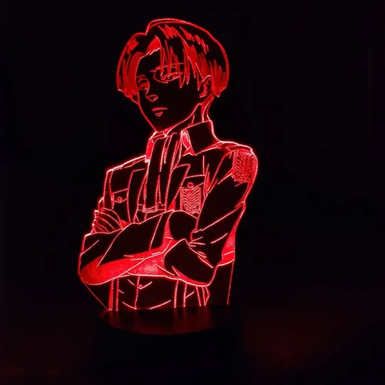 Акриловий світильник-нічник Леві Акерман (Levi Ackerman) червоний tty-n000358 Ціна