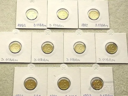 фото, 10 копійок 1992 рік Україна 3.11ВАм " Грубий Герб " 10 штук одним лотом (49)