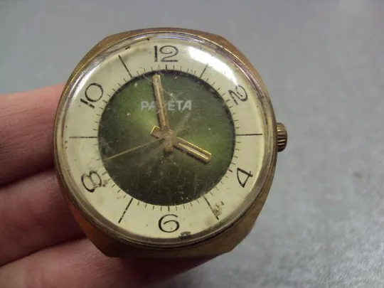 Наручные часы Ракета ссср двойной циферблат корпус позолота Ау5 баланс живой №10993 Де купити