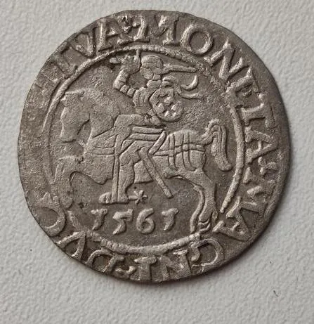 1561 г  монета серебряный полугрош полугріш  Литва всадник с мечом bl284 Ціна