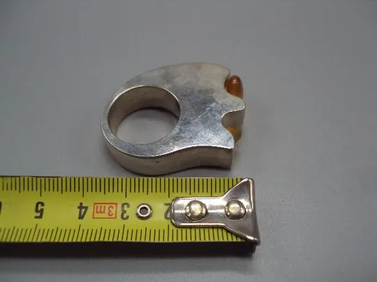 Кольцо перстень янтарь авторская работа серебро 875 проба Украина вес 33,61 г 19 размер новое №14376 Де купити