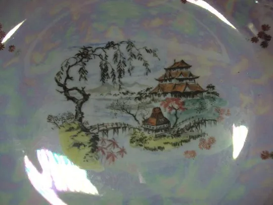 Тарелка японские мотивы блюдо фарфор клеймо корона с крестом высота 4 см диаметр 28,5 см №10763 Продаж