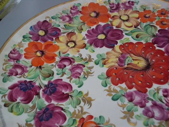 Настенная тарелка фарфор Коростень цветы ручная роспись художник Жданов диаметр 34,4 см №50 Характеристики