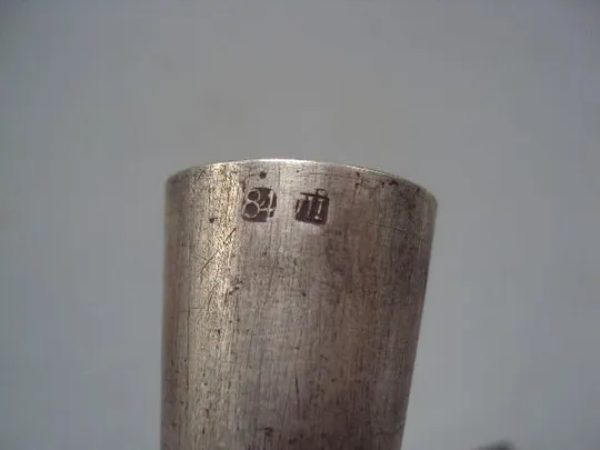 Рюмка стопка серебро 84 проба ПІ или III вес 35,81 г высота 9,1 см, диаметр 2,6 см №14318 Недорого