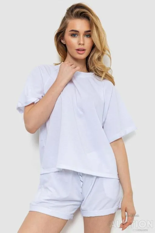 Костюм женский однотонный, цвет белый, 244R039 Ціна