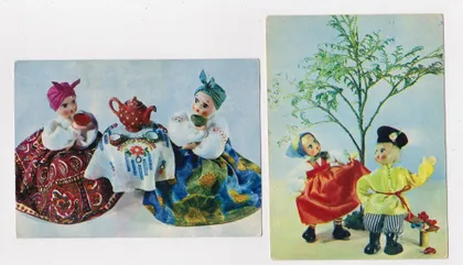 фото, КУКЛЫ - ЧАЕПИТИЕ и РУССКАЯ ПЛЯСКА = 1968 г. = АСКИНАЗИ = чистые = 2 шт. #