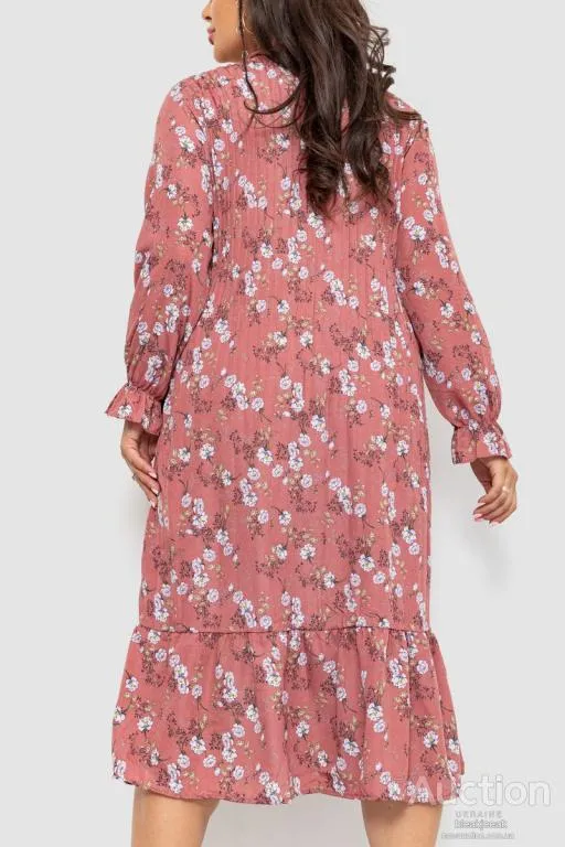 Платье шифоновое с принтом, цвет сливовый, 204R201-1 Продаж