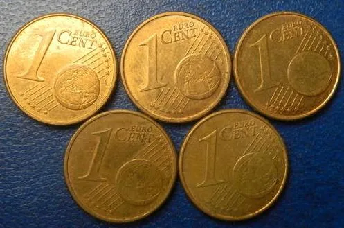 Купити 1 євроцент 2010 Німеччини (всі монетні двори), 5шт, всі різні