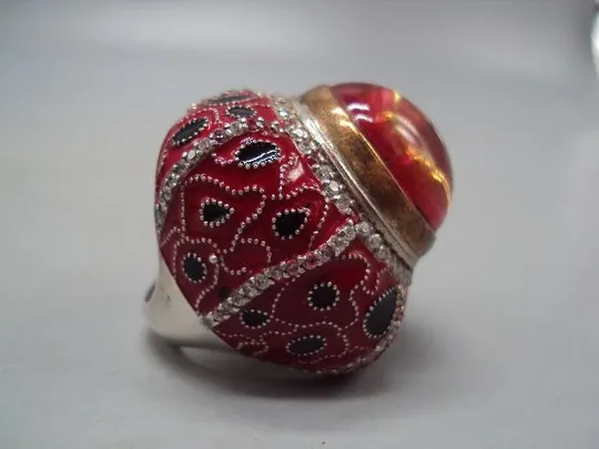 Женское кольцо султан перстень крест распятие эмаль серебро вес 29,28 г размер 18,5 №15177 Ціна