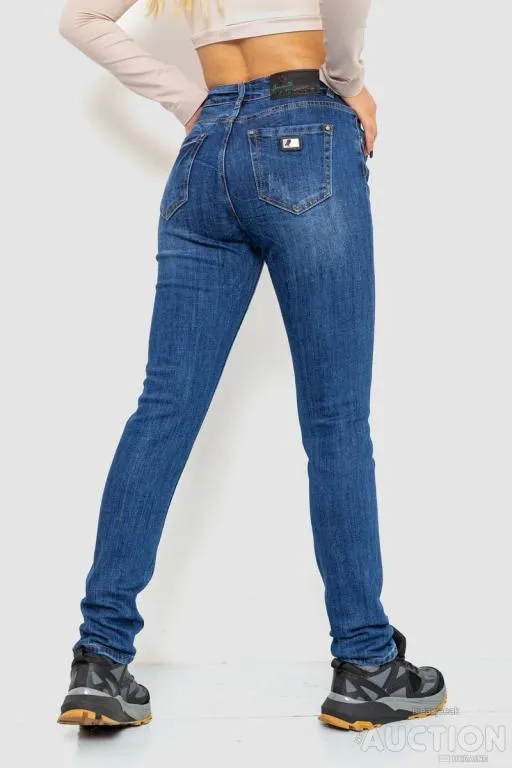Джинсы женские с потертостями, цвет синий, 214R1417 Продаж