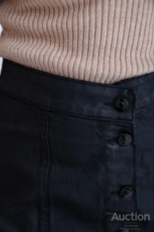 Джинсовая мини-юбка, черного цвета, на пуговицах, 164R101 Інтернет-аукціон