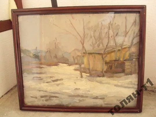 Купити Картина Зимний пейзаж. масло двп 42х34,5 см №76