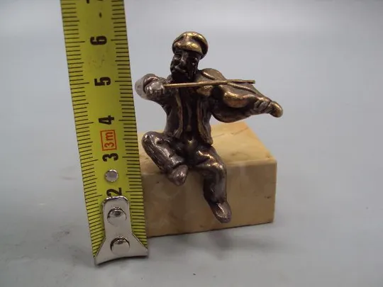 Фигура на подставке статуэтка еврей со скрипкой музыкант скрипач серебро 925 проба вес 108,17 №14363 Інтернет-аукціон