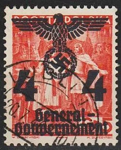 фото, 1940 - Рейх - GG - Надрук 4 Mi.18 _гаш