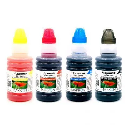 Чернила Makkon для Canon G1400/2400/3400/G4400, 4*100мл (KIT-CAN-G1400-100) Ціна