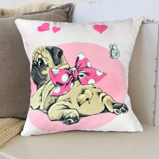 Подушка 3D Розовый Мопсик 2542_E 11992 50х50 см Ціна