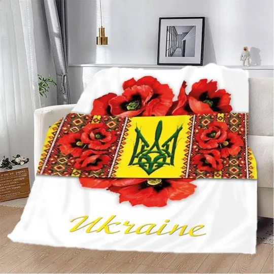 Плед патриотический 3D Маковое сердце Украины 20222418_B 12169 135х160 см Ціна