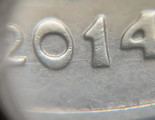 (4801) 50 копійок 2014 розколи у році карбування на аверсі (50 копеек 2014 брак) Продаж