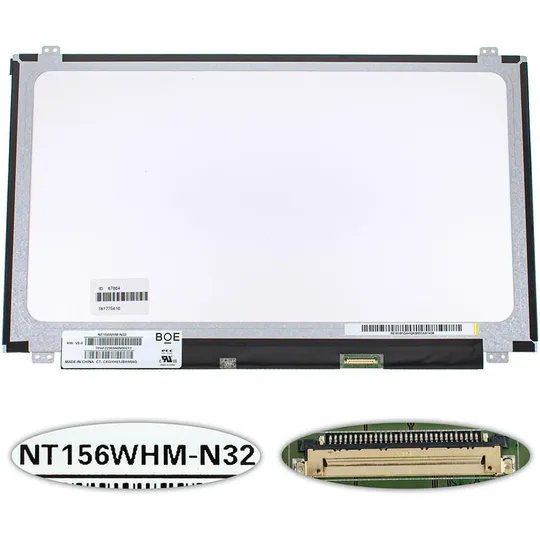 Купити Матриця 15.6 NT156WHM-N32 (1366*768, 30pin(eDP), LED, SLIM(вертикальні вушки), глянець, роз&#039;єм праворуч знизу) для ноутбука