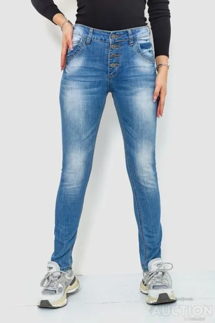 фото, Джинсы женские с потертостями, цвет синий, 244RS01