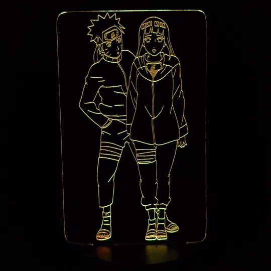 Акриловий світильник-нічник Наруто та Хіната жовтий tty-n000230 Ціна