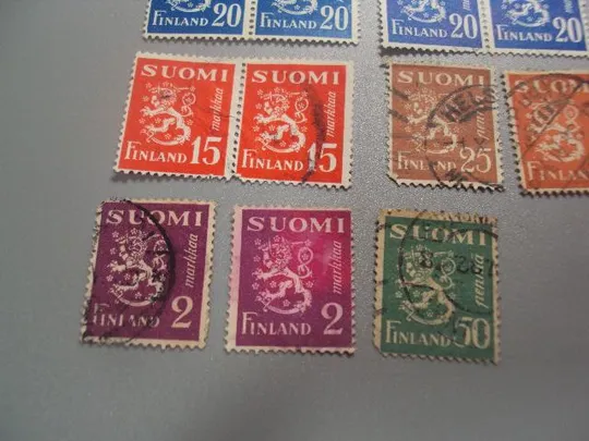 марки сцепки Финляндия 1945 стандарт герб лев геральдика лот (марок 11 шт) гаш №2103 З аукціону