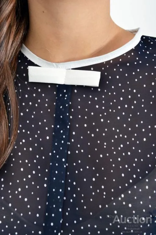 Блуза офисного стиля, цвет Темно-синий с цветочным принтом, 115R036 Де купити