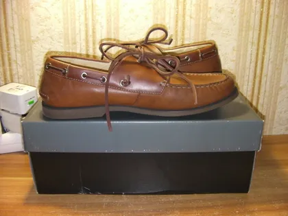 фото, Чоловічі Туфлі / Лофери / Сліпери Johnston & Murphy Monaco 2-Eye Boat Shoe 9M / 41,5 - 42 Устілкa 26 Теляча Шкіра з США