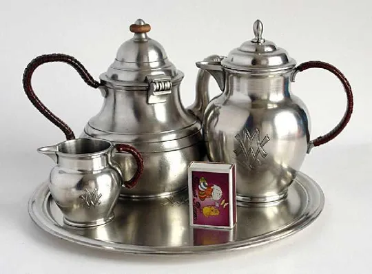 Чайно-кавовий сервіз олово посріблення Німеччина З аукціону