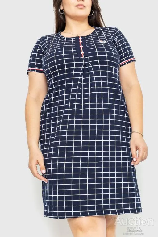 Платье повседневноев клетку, цвет темно-синий, 231R6616 Ціна