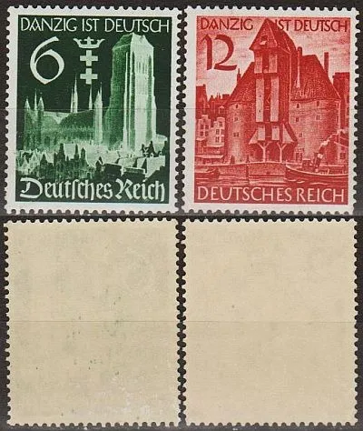 фото, 1939 - Рейх - Гданськ - німецький Mi.714-15 **/*