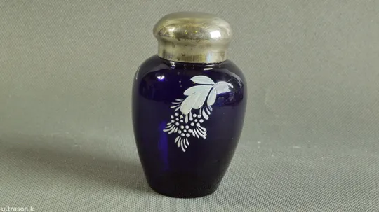 Чайниця банка для чаю синя кобальтова радянське скло Вживане Ціна