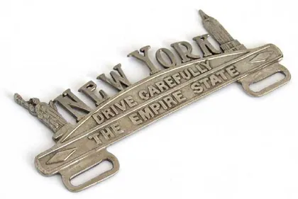 фото, Вінтажний топпер на номерний знак декоративне панно New York США