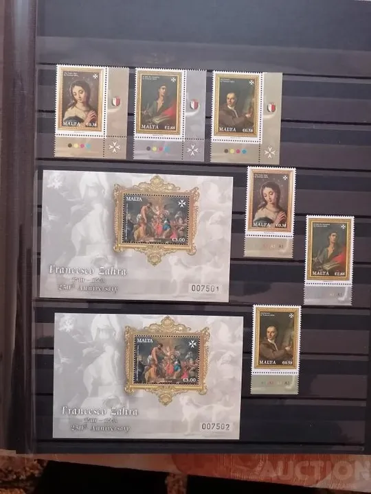 Мальта-Живопись-Франциско Зара-2023. Чистый полный красивый комплект-Блок+ серия-3 марки. MNH. Ціна