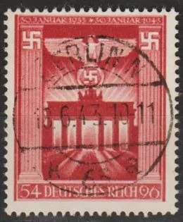 фото, 1943 - Рейх - 10 років правління Гітлера Mi.829 гаш 3,0 €