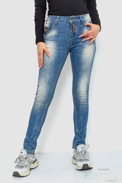 фото, Джинсы женские с потертостями, цвет синий, 244RS03