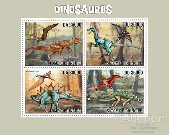 СанТоме и Принсипи - Динозавры-2010. Чистый полный комплект-Блок+М/Лист. MNH. З аукціону