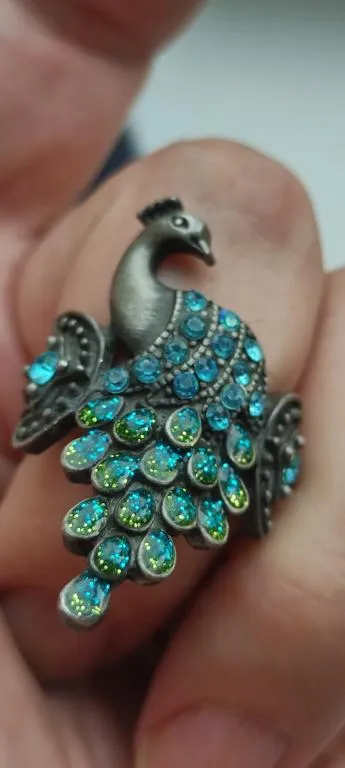 Кольцо винтажные интересное Павлин 18-19р с кристалликами, редкое mv246. Ціна