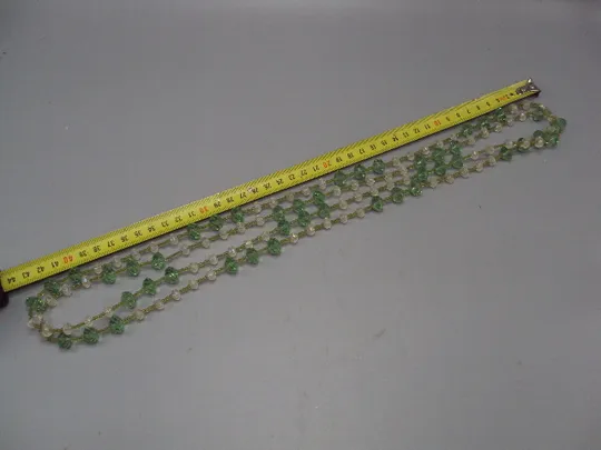 Бижутерия бусы в один ряд чешское стекло бело-зеленые бусины, бисер длина 174,8 см №15861 Інтернет-аукціон
