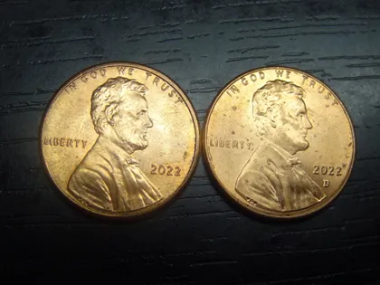 фото, 1 цент 2022 США (два різновиди)
