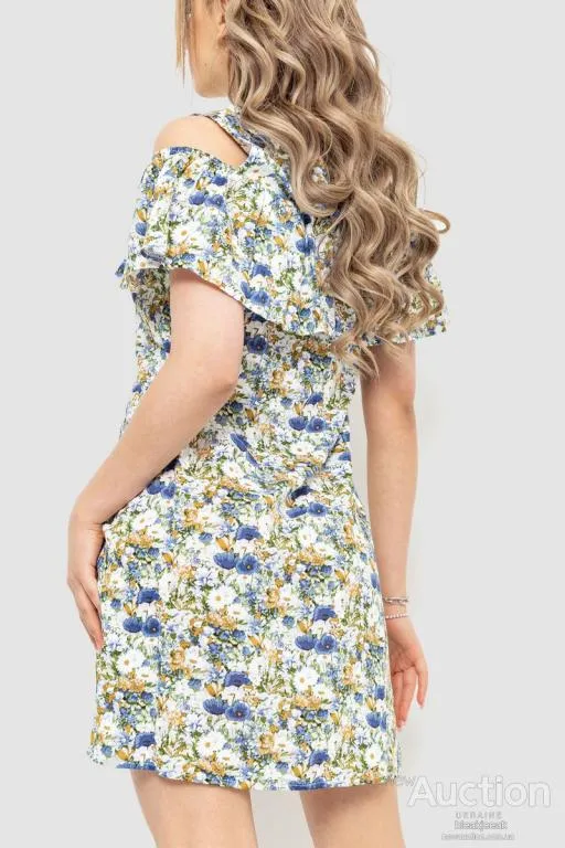 Платье с принтом, цвет молочно-синий, 230R24-1 Продаж