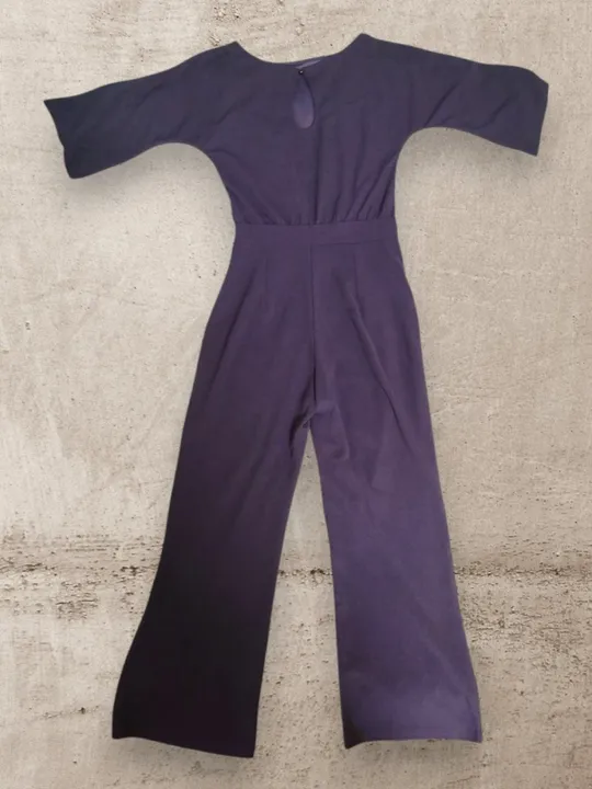 Купити Темно-синій комбінезон із блискавкою та гудзиком, легкий, злегка еластичний, кльош