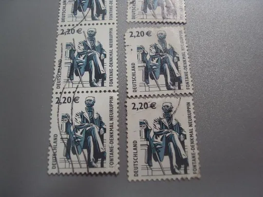 марки Германия 2003 стандарт архитектура Памятник Теодор Фонтане в Нойруппине лот 8 шт гаш №1981 Продаж