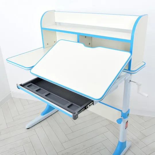 Детская Парта Bambi M 4804-4, с надстройкой, выдвижной ящик, регулируемая высота (Бело-синий) Продаж