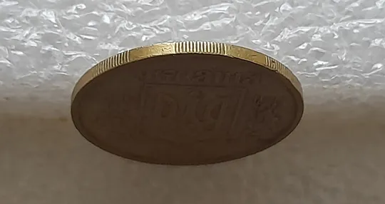 (1322) 25 копійок 1992 3БАм тріщина в металі монети на реверсі, 2 варіант (25 копеек 1992 3БАм брак) Недорого