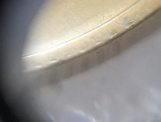 (7342) 50 копійок 1992 1АВс сліди гурта на канті аверса + викрошка в році карбування (50 копеек 1992 1АВс брак) Інтернет-аукціон