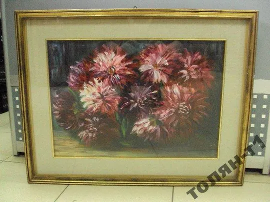 картина Натюрморт цветы пионы Италия. масло ДВП В раме 63,5х49 см №46 З аукціону
