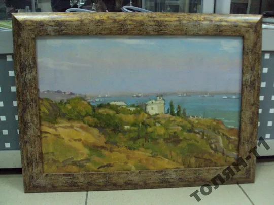Купити картина Карманов 1958 г. Морской пейзаж. Картон, масло В раме 46х33,5 см, без рамы 39х26,5 см №90